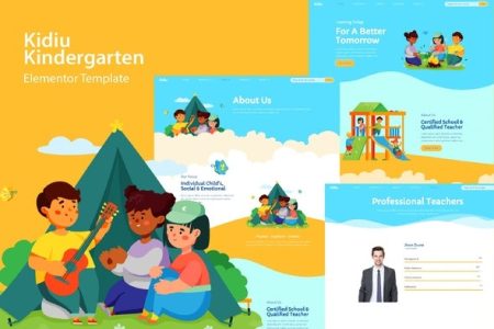 Kidiu Kindergarten Free Elementor Template Kit