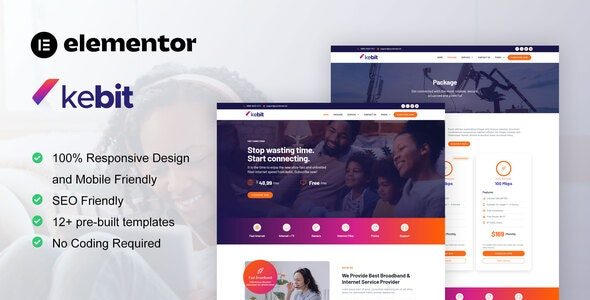 Kebit - Broadband & Internet Service Provider Elementor Pro Template Kit