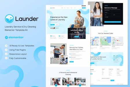 Launder Elementor Template Kit Free Download