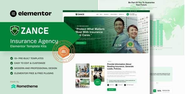 Zance - Insurance Agency Elementor Template Kit