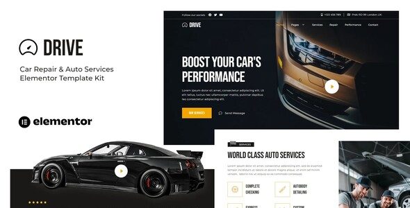 Drive Elementor Template Kit for Car Repair & Auto Service