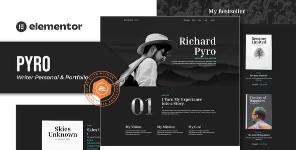 Pyro - Writer Portfolio Elementor Template Kit