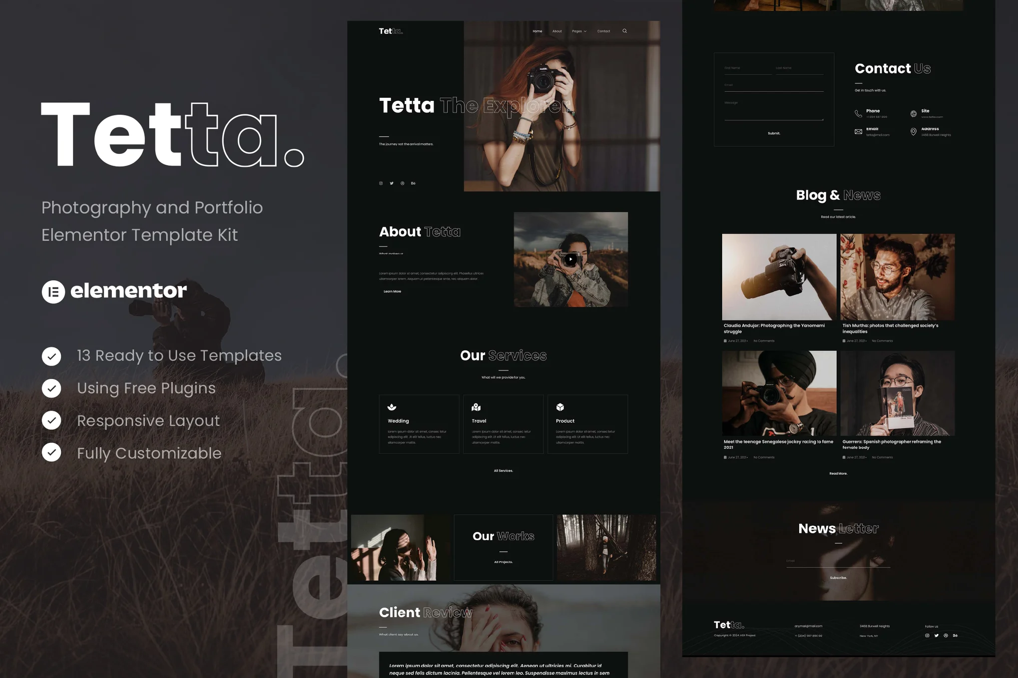 Tetta - Photography & Portfolio Elementor Template Kit