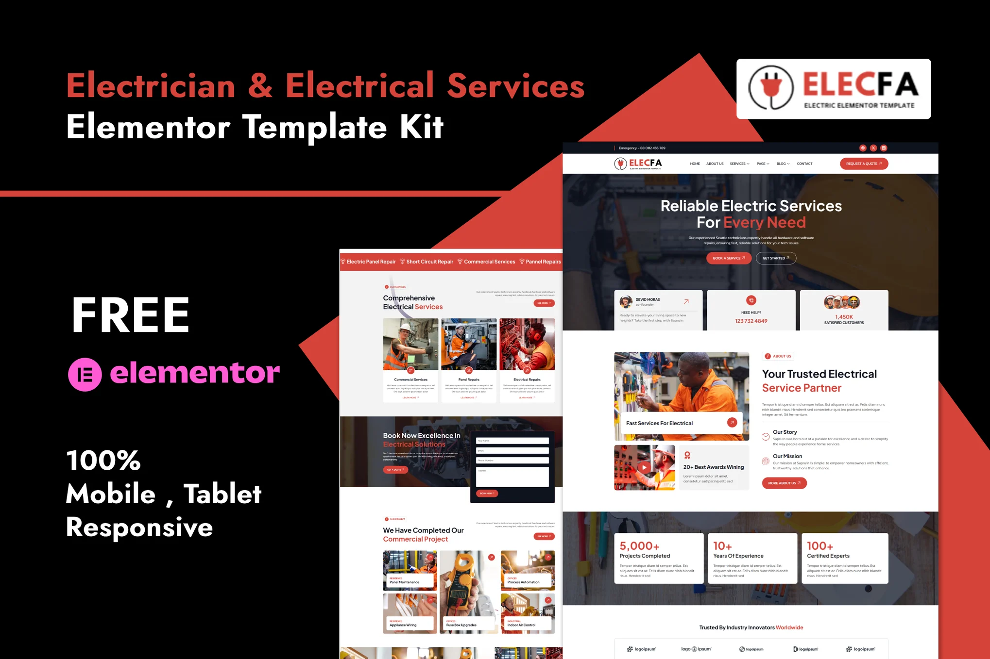 Elecfa - Electrician & Electrical Services Elementor Template Kit